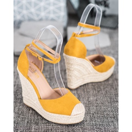 SHELOVET Espadrilles Hautes Sur Le Compensé jaune 3