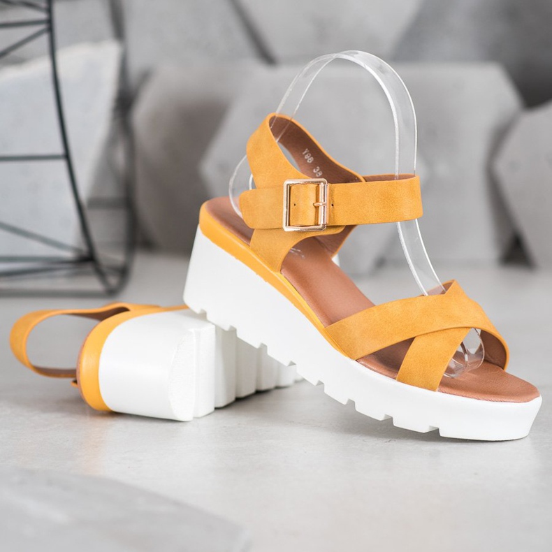 Weide Sandales à la mode jaune 1