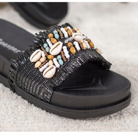 Seastar Chaussons Noirs Avec Coquillages 1