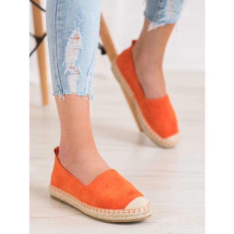 Anesia Paris Espadrilles confortables en daim orange 1