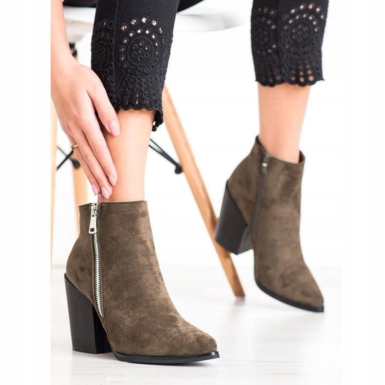 Marquiz Bottes chaudes avec une fermeture éclair décorative brun vert 2