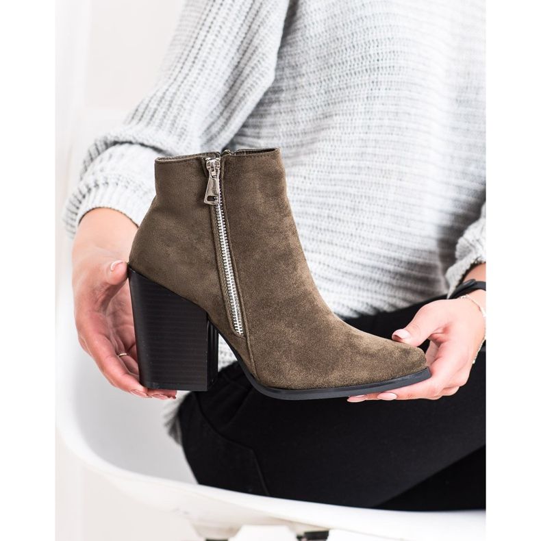 Marquiz Bottes chaudes avec une fermeture éclair décorative brun vert 1