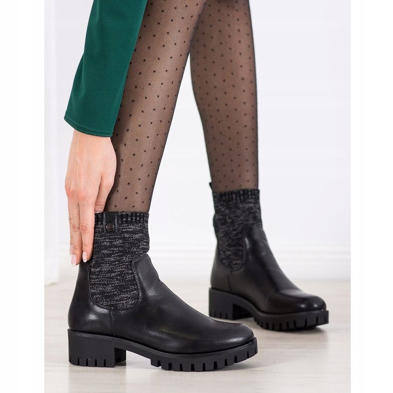 M.Daszyński Bottes à enfiler sur la plate-forme le noir 1