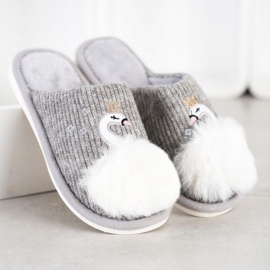 Bona Chaussons Chauds Avec Application blanche gris 1