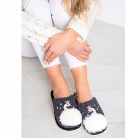 Bona Chaussons Chauds Avec Application blanche le noir gris 1