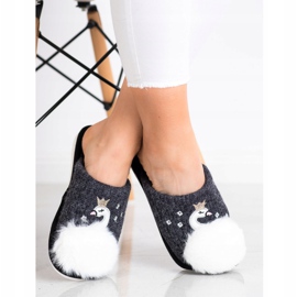 Bona Chaussons Chauds Avec Application blanche le noir gris 2