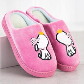 Bona Pantoufles confortables avec application rose 2
