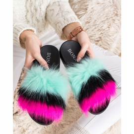 Bona Pantoufles Colorées Avec Fourrure multicolore 2