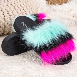 Bona Pantoufles Colorées Avec Fourrure multicolore 3