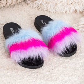 Bona Pantoufles Colorées Avec Fourrure multicolore 3