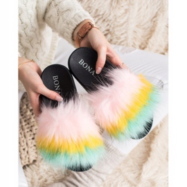 Bona Pantoufles Colorées Avec Fourrure multicolore 2