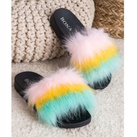 Bona Pantoufles Colorées Avec Fourrure multicolore 3