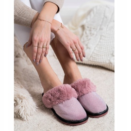 Bona Pantoufles Confortables Avec Fourrure rose 2