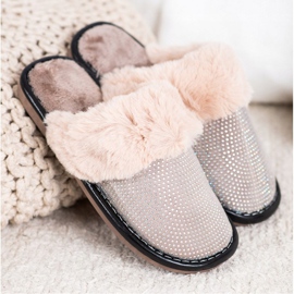 Bona Pantoufles Confortables Avec Fourrure beige 4