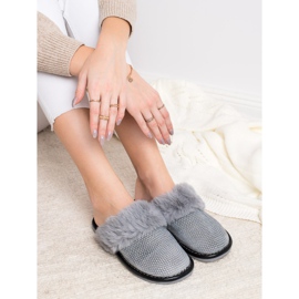 Bona Pantoufles Confortables Avec Fourrure gris 3