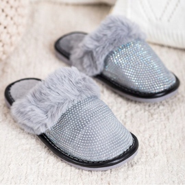 Bona Pantoufles Confortables Avec Fourrure gris 2