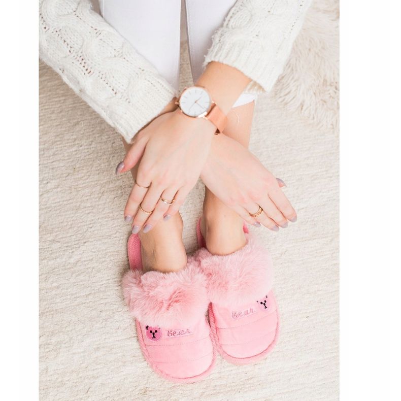 Bona Pantoufles Avec Fourrure D'ours rose 1