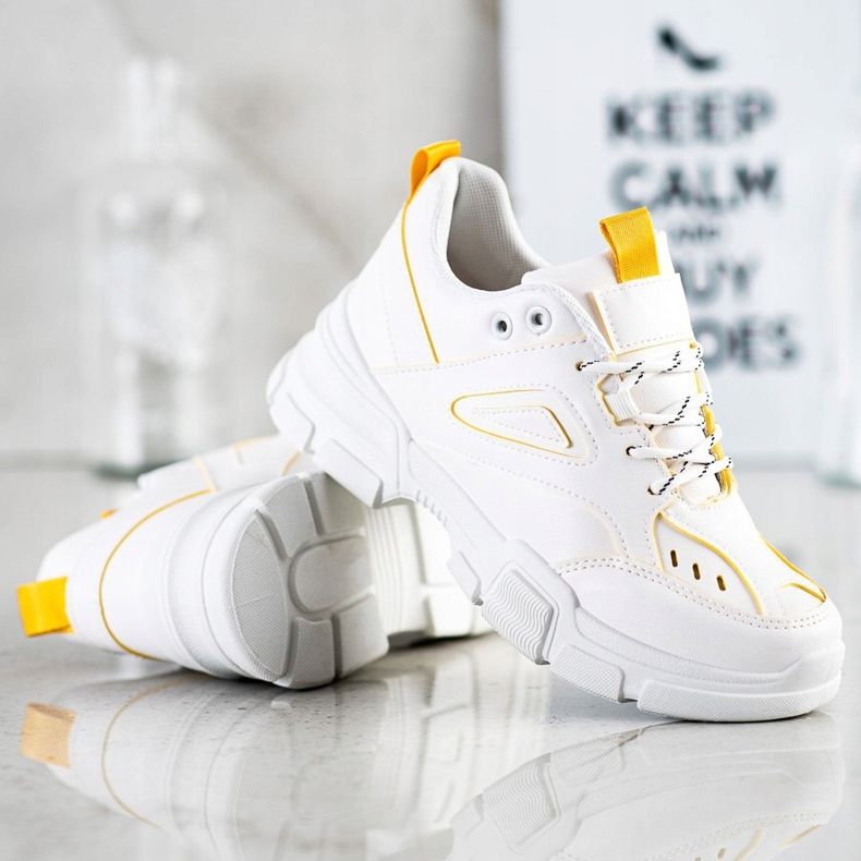 SHELOVET Baskets blanches à la mode jaune 1