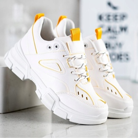 SHELOVET Baskets blanches à la mode jaune 2