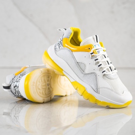 Ideal Shoes Baskets sur une plate-forme jaune blanche 3