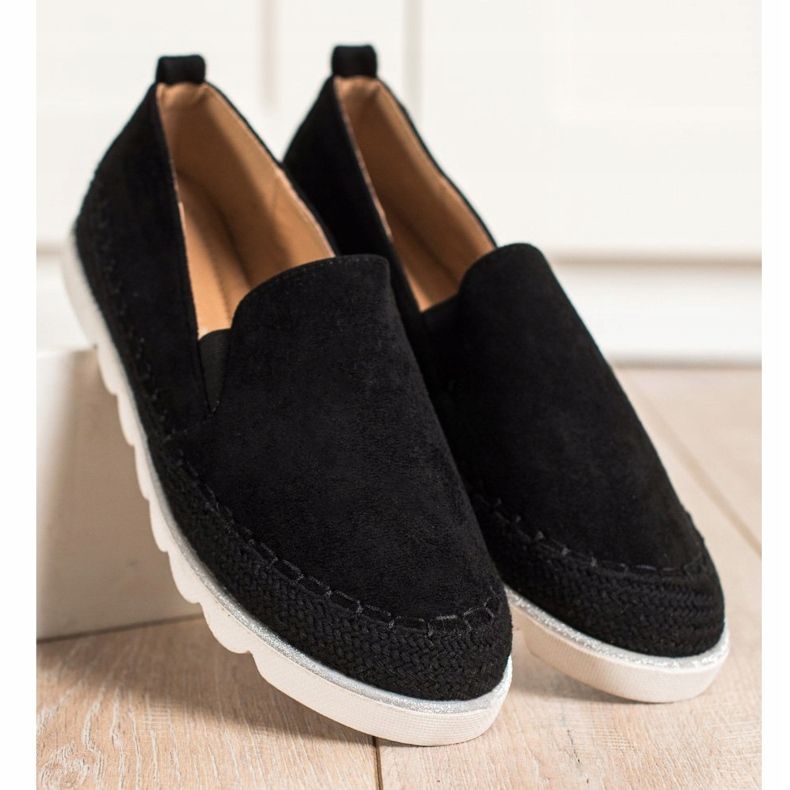 SHELOVET Slipons en daim pour le printemps le noir 1