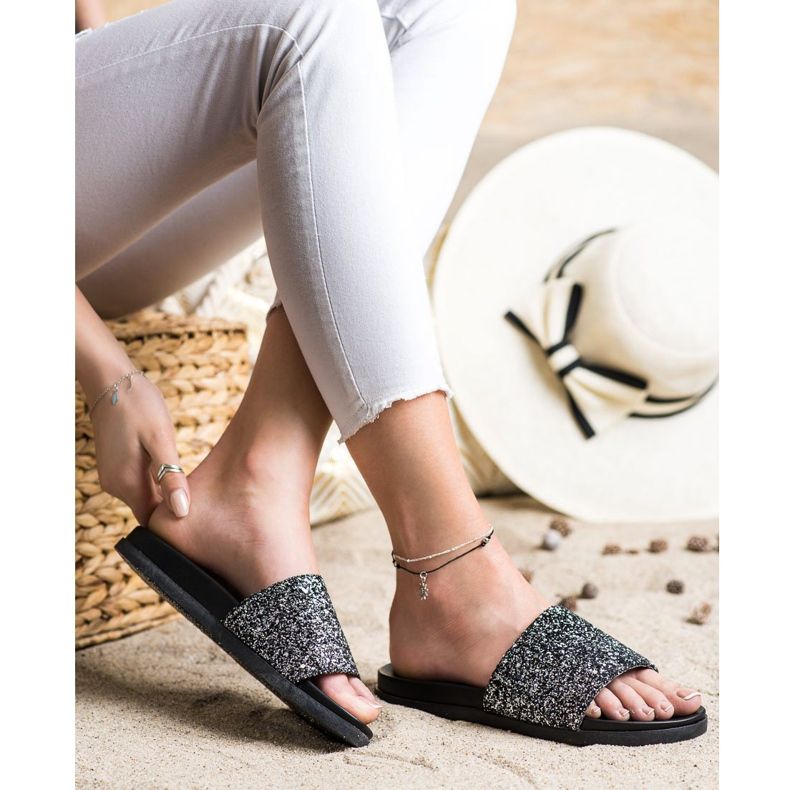 Filippo Chaussons À Paillettes noir argent 2
