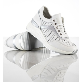 Goodin Baskets en cuir à motif ajouré blanche 1