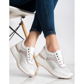 Goodin Baskets en cuir à motif ajouré blanche 2