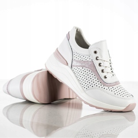 Goodin Baskets en cuir à motif ajouré blanche 1
