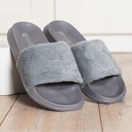 SHELOVET Chaussons Légers Avec Fourrure gris 2