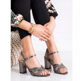 SHELOVET Sandales à talons pailletés brun 1