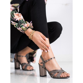 SHELOVET Sandales à talons pailletés brun 2