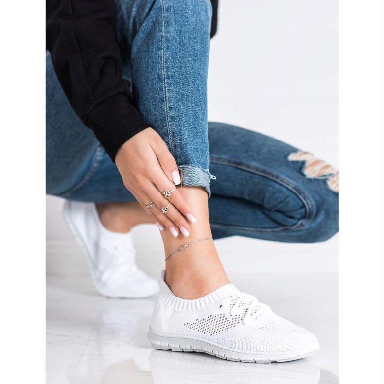 SHELOVET Baskets blanches ajourées 2