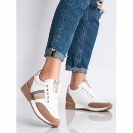 SHELOVET Baskets avec insert en daim blanche brun 2