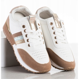 SHELOVET Baskets avec insert en daim blanche brun 3