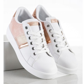 SHELOVET Chaussures de sport avec empiècement en daim blanc rose 2
