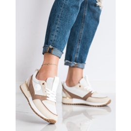 SHELOVET Baskets à la mode BLANCHE ET BEIGE 1 SHELOVET Baskets à la mode BLANCHE ET BEIGE 1