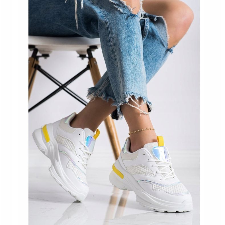 SHELOVET Baskets sur la plate-forme avec maille blanc 2