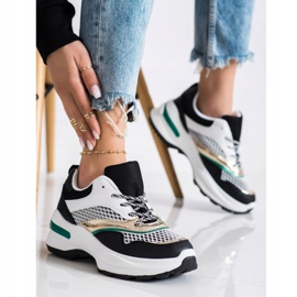 SHELOVET Baskets sur la plate-forme avec maille blanche le noir multicolore 1