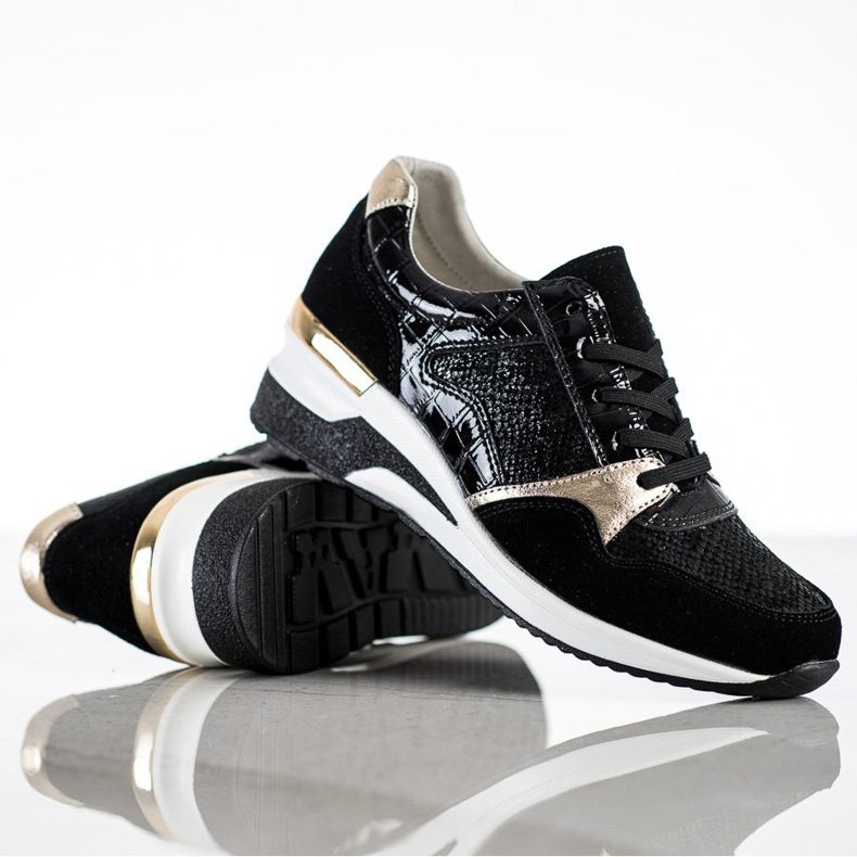 Goodin Baskets en cuir nouées le noir multicolore 1