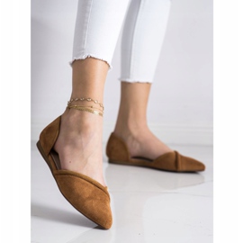 Goodin Ballerines en daim avec découpe brun 2