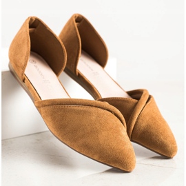 Goodin Ballerines en daim avec découpe brun 3