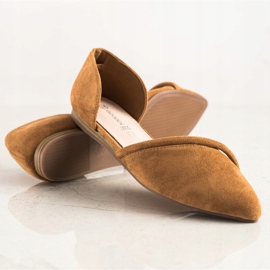 Goodin Ballerines en daim avec découpe brun 4