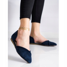 Goodin Ballerines En Daim Avec Découpe bleu marin 3