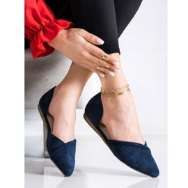 Goodin Ballerines En Daim Avec Découpe bleu marin 2