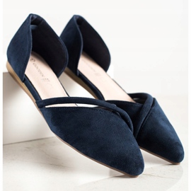 Goodin Ballerines En Daim Avec Découpe bleu marin 1
