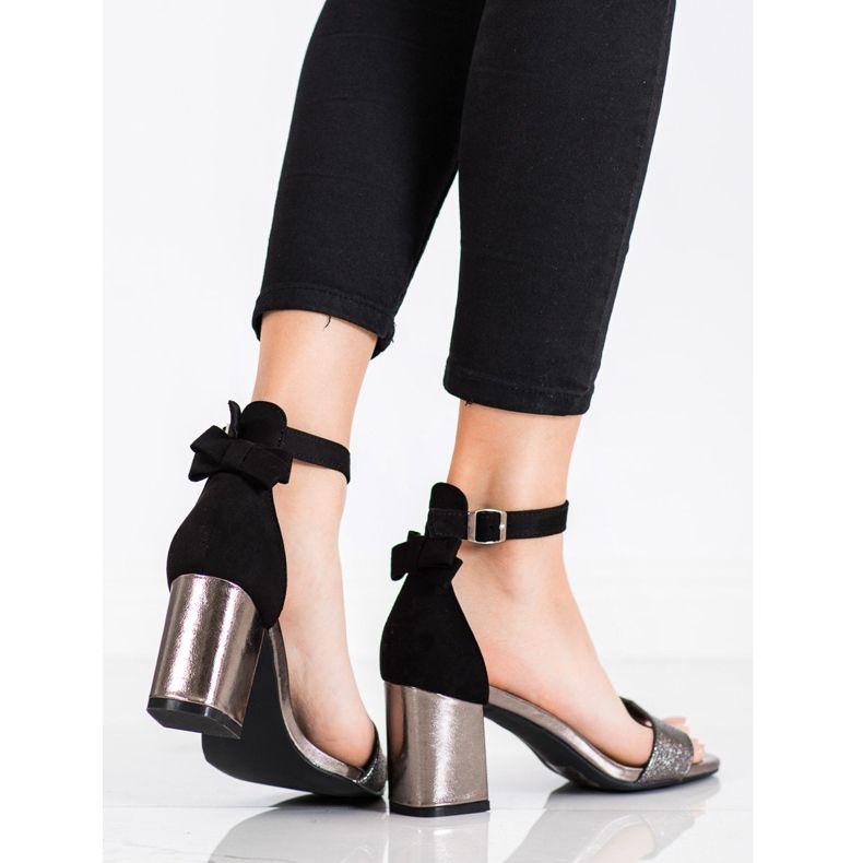 Sandales À Noeud VINCEZA noir gris 2