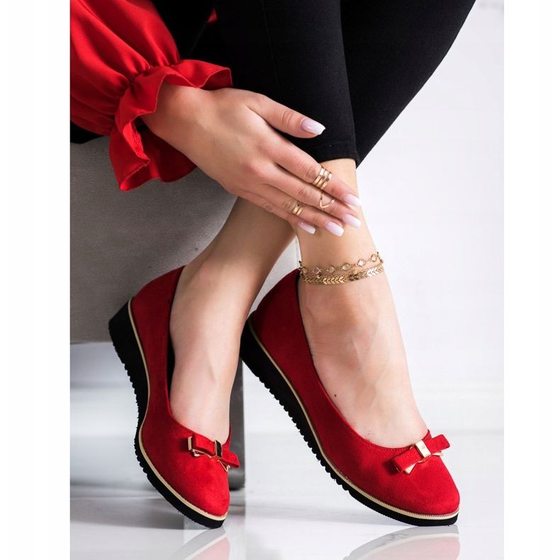 Goodin Chaussures rouges avec un noeud 2