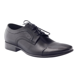 Chaussures basses en cuir Pilpol 1262 chaussures pour hommes le noir 1