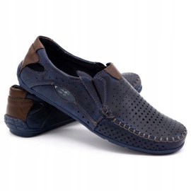 Mario Pala Chaussures homme mocassins 901 été bleu marine grain brun 3
